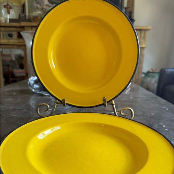 Mid Century Enamelware Plates - SET OF 6 - Picture 1 of 6